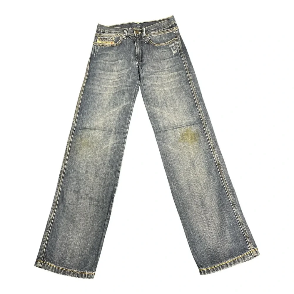 Diesel Jeans Boys 12 Blue Straight Leg Denim Industry Distressed Faded‎